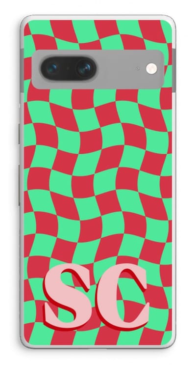 Gepersonaliseerd - Case Company® - Hoesje geschikt voor Google Pixel 7 hoesje - Grid Monogram - Soft Cover Telefoonhoesje - Bescherming aan alle Kanten en Schermrand