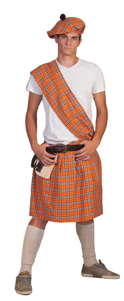 Oranje Schotse kilts voor carnaval