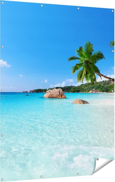 Gards Tuinposter Tropisch Strand en Zee - 120x160 cm - Tuindoek - Tuindecoratie - Wanddecoratie buiten - Tuinschilderij
