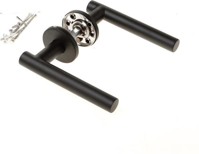 Zwarte deurklink Formani Basics LB7-19 Deurkruk Geveerd Op Rozet Mat Zwart