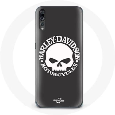 Coque pour Huawei P20 - Harley Davidson - Tête de mort - Rigide - Noir - Protection synthétique