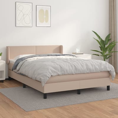 vidaXL - Boxspring - met - matras - kunstleer - cappuccinokleurig - 140x190 - cm