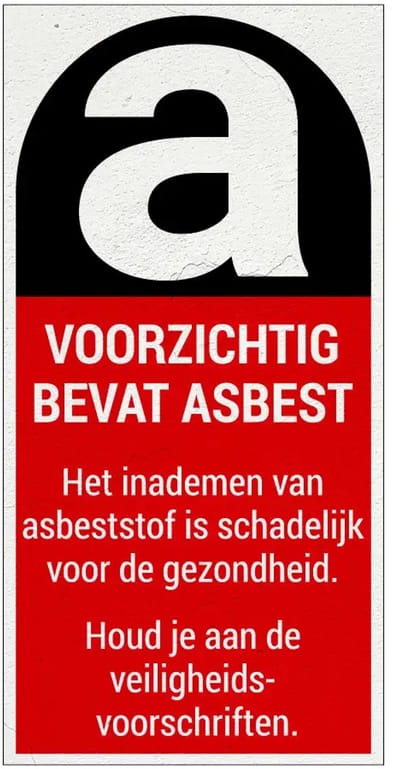 Voorzichtig bevat asbest bord | Sign Again materiaal | 30 x 15 cm