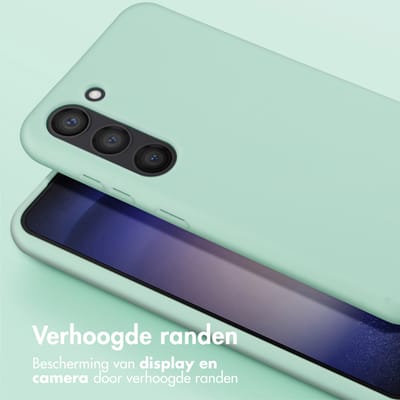 Selencia Hoesje - Geschikt voor Samsung Galaxy S23 - Siliconen hoesje met afneembaar koord - Turquoise