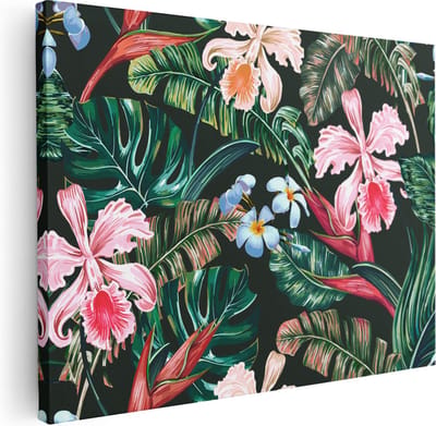 Artaza Canvas Schilderij Botanisch - 40x30 cm - Klein - Muurdecoratie Bloemen - Wanddecoratie Woonkamer - Kamer Accessoires Tropisch