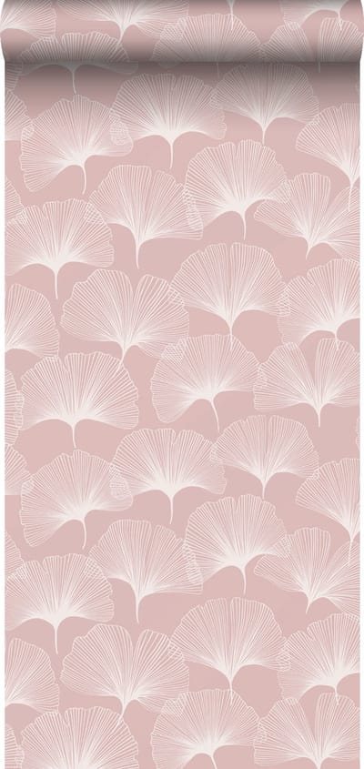 ESTAhome behang ginkgo bladeren zacht roze - 50 x 900 cm - 139372