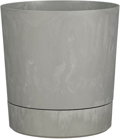 Mica Decorations Bloempot Coco - met onderschaal - betongrijs - H19 x D18 cm - kunststof - buiten