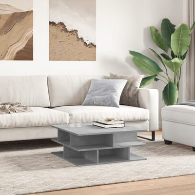 vidaXL - Salontafel - 70x70x29 - cm - bewerkt - hout - betongrijs