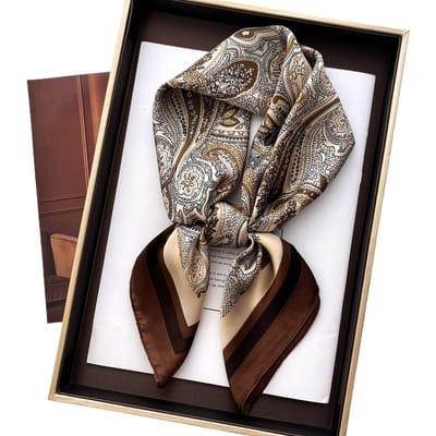 Luxe Bloemenprint Vierkante Sjaal Voor Vrouwen Zachte Haarband Neckerchief Hoofddoek Hijab Paisley Hoofdband Foulard Tas Lint Bandana gray