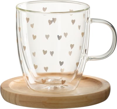 J-Line mok Hart - glas - transparant/goud