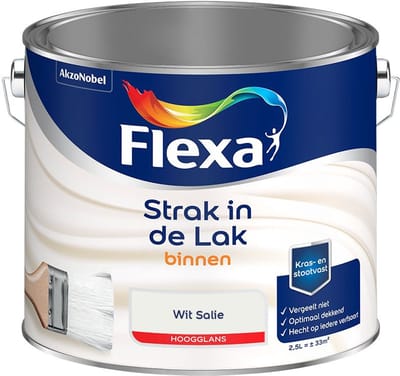 Flexa - Strak In De Lak Binnenlak Hoogglans - Wit Salie - Mengverf - 2,5 L