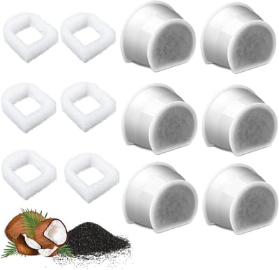 Set van 6 vervangende koolstoffilters voor huisdieren, geavanceerde reiniging, filter voor drinkfonteinen, koolstofschuimfilter voor katten, schoon en vers water