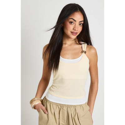 boohoo Dames Geribbeld Mouwloos Vest Met Afwerking | Butter | Maat: 10