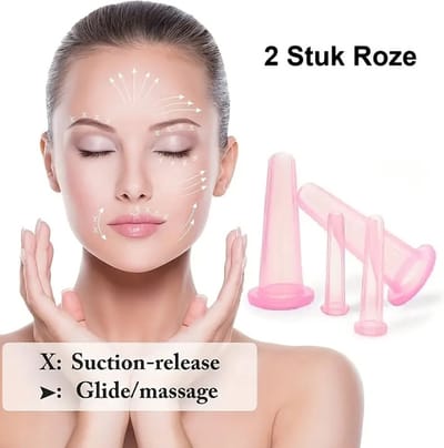 Siliconen Face Cups I siliconen Massage Cups I Gezichtsmassage I Vacuüm Cupping I 1.5 cm / 3.6 cm I 2 Stuks I Roze