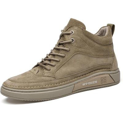 Winterlaarzen Echt Leer Comfortabele Herenschoenen Mode Luxe Hoge Kwaliteit Outdoor Wandellaarzen Man Casual Laarzen 38 kaki