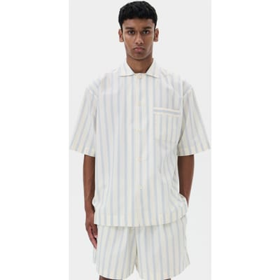 Tekla Unisex Poplin, Short Sleeve Shirt Needle Stripes Maat: XXS | Nachtmode Outlet | Unisex | Wit