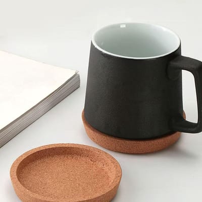 Kurken Onderzetters Rond - Absorberende Onderzetters - Tafel Beschermen - Diepe Groef Ontwerp - 10 cm Diameter - Houtkleur
