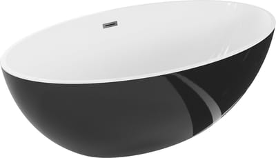 Mexen Nike vrijstaande badkuip 175 x 100 , wit/zwart, overloop gun metal - 54071751075-95