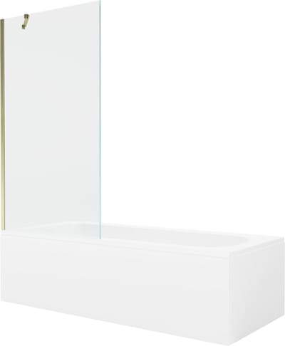 Mexen Vega rechthoekig bad 150 x 70 met omkasting en 1-vleugelig scherm 90 , transparant, goud - 550115070X9509000050