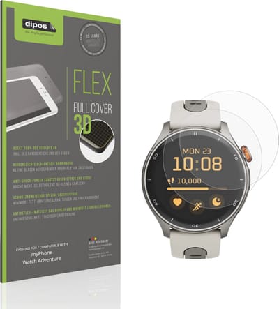 dipos FLEX – 2x Matte Screenprotector geschikt voor myPhone Watch Adventure | Volledige Schermbescherming | Case-Friendly