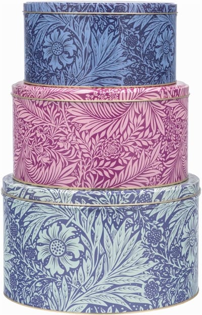 Blikken set3 Bloemen en bladeren, blauw/paars/groen Ø25x15cm