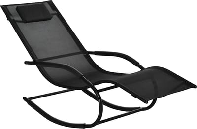 Outsunny schommelstoel van textiel, 63x160x88cm, zwart.