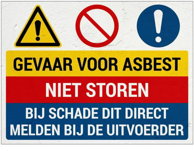 Niet storen gevaar voor asbest bord | Sign Again materiaal | 40 x 30 cm