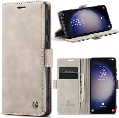 Solidenz Hoesje - Geschikt voor Samsung Galaxy S23 - Urban Book - Beige