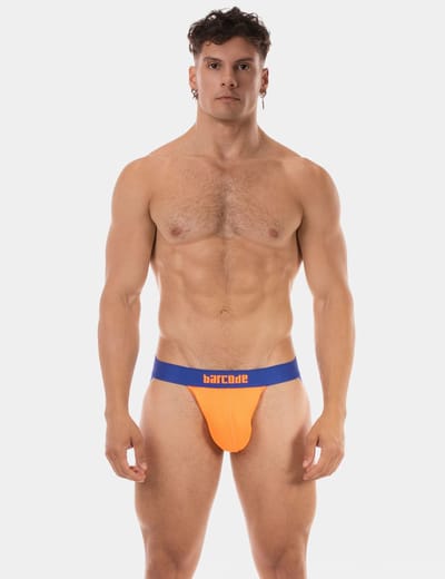 Barcode Berlin Jock Arlo Neonorange-Royal - MAAT S - Heren Ondergoed - Jockstrap voor Man - Mannen Jock