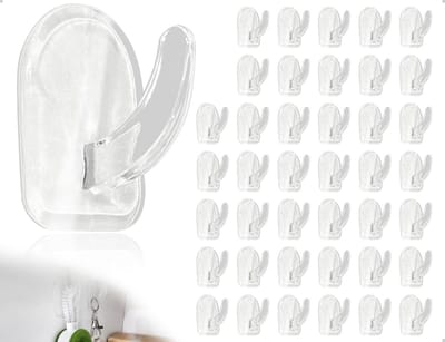 Set van 40 Transparante Zelfklevende Haken - Kleine Plastic Haken voor Badkamer, Keuken, Woonkamer en Kantoor, Ideaal voor Organisatie en Decoratie