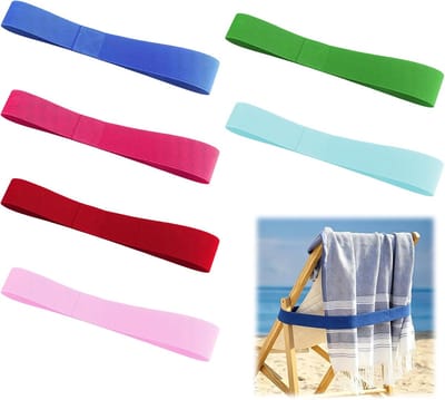 Handdoekbanden voor strand, 6 stuks, 40 x 3,8 cm, elastische handdoekclips, elastische strandhanddoekhouder, strandkorf, handdoekclips voor ligstoelen, voor strand, zwembad en cruise stoelen