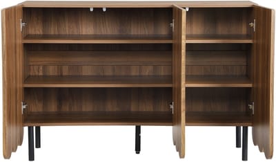 Notenkleur MDF Golvende Deur Opbergkast 120x35x80cm Voor Woonkamer Eetkamer Hal