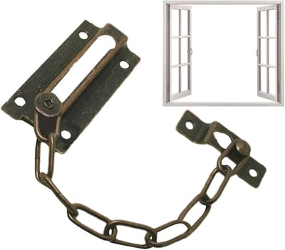 Deurketting Beveiliging - Kettingdeurslot Anti-diefstal - Extra Veiligheid Thuis - Roestbestendig IJzer - 8.5 x 5.2 cm - Bronskleurig