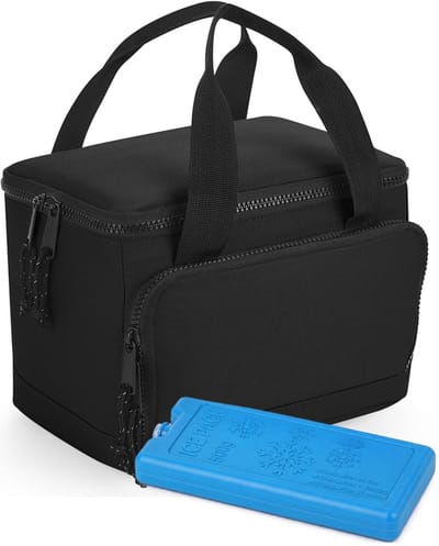 Bellatio Design Lunchtas / koeltas - incl koelelement - zwart - 24 x 17 cm - voor onderweg