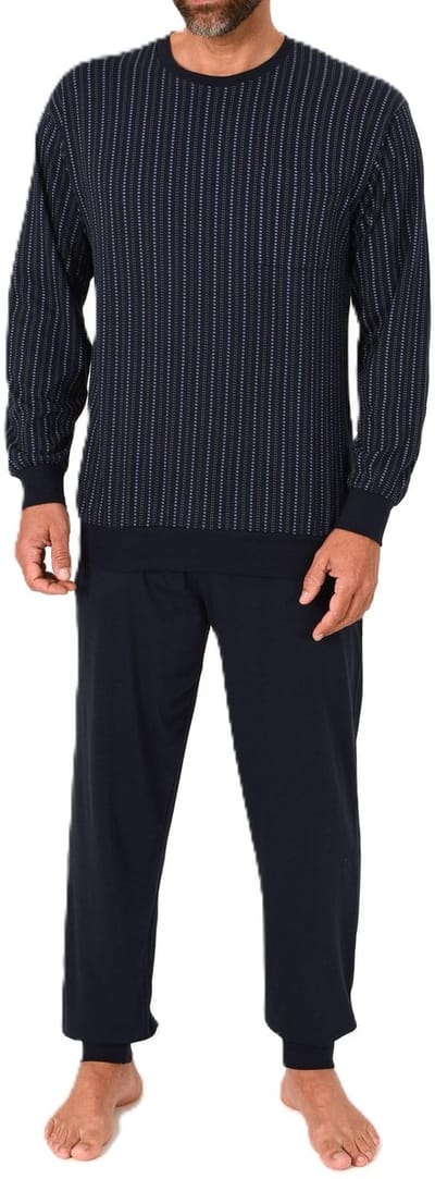 Lange Normann herenpyjama van 100% katoen in een geweldige gestreepte look
