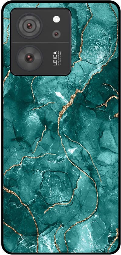 Smartphonica Telefoonhoesje Geschikt voor Xiaomi 13T / 13T Pro met marmer opdruk - TPU backcover case marble design - Goud Groen geschikt voor Xiaomi 13T;Xiaomi 13T Pro