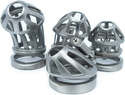 BON4Max Kuisheidskooi Pakket RVS Penis Kooien in Staal Pikkooi Complete Male Chastity Package 4 different sizes of Cock Cages in Stainless Steel