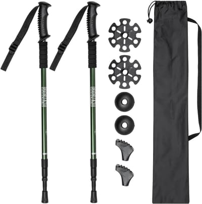 Wandelstokken - Trekking stokken - Nordic walking - Verstelbaar anti-shock - 66-137 cm - Groen