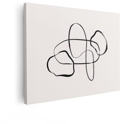 Artaza Canvas Schilderij Abstract - 80x60 cm - Wanddecoratie Line Art - Muurdecoratie Modern - Decoratie Zwart Wit - Schilderijen Op Canvas