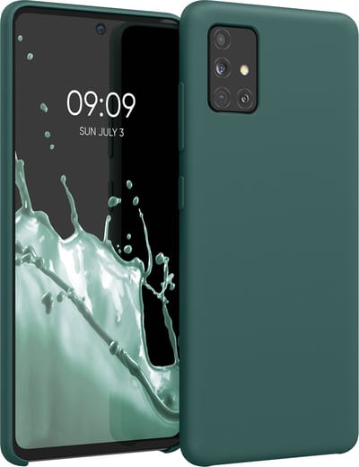 kwmobile telefoonhoesje geschikt voor Samsung Galaxy A51 - Hoesje met siliconen coating - Smartphone case in blauwgroen