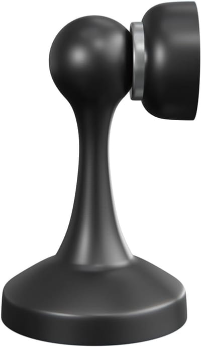 Famanu – Magnetische deurstopper - vloer- of wandmontage - krachtige magneet - eenvoudig te installeren - roestvrij staal - zwart - Ø55 x 85 mm