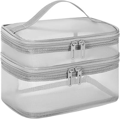Praktische Dubbele Laags Make-up Tas van PVC Materiaal voor Reizen, Organisatie en Elegantie (27x13.5x31cm)