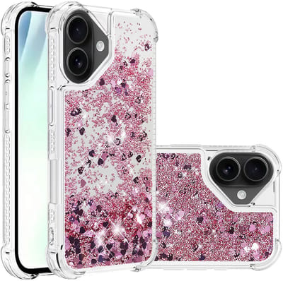 Coverup Hoesje - Geschikt voor iPhone 17 Hoesje - Coverup Liquid Glitter Back Cover - Rose Gold