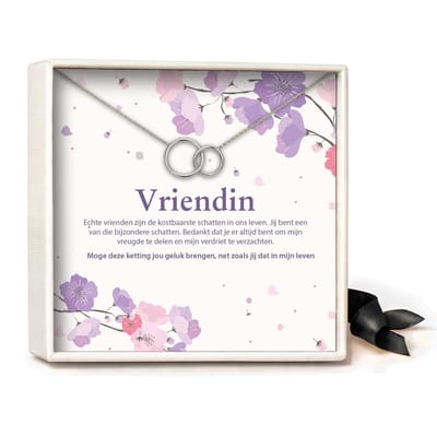Pera Jewelry - 925 sterling zilveren Twee Ringen ketting - Vriendin - Collier - Ketting Dames - Ketting met Hanger