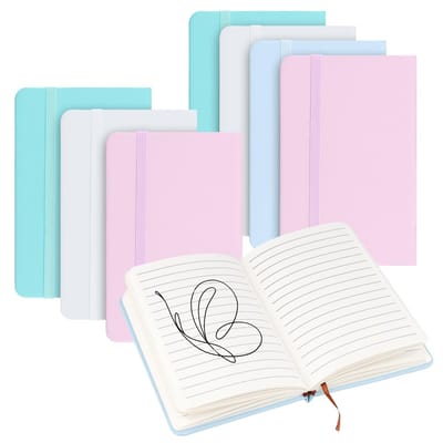 Dailygoods - 8 stuks A6 notitieboeken, 160 pagina's 80 g/m² A6 notitieboeken, diverse kleuren gelinieerd klein notitieboek voor kantoor, reisjournaling, 14 x 9 cm