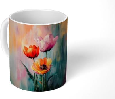 Mok - Koffiemok - Dromerig - Bloemen - Verfijnde details - Mokken - 350 ML - Beker - Koffiemokken - Theemok