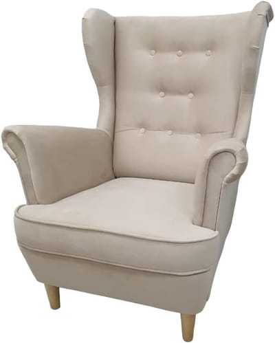Gestoffeerde loungestoel voor woonkamer en slaapkamer - Comfortabele relaxstoel in beige met zitzak