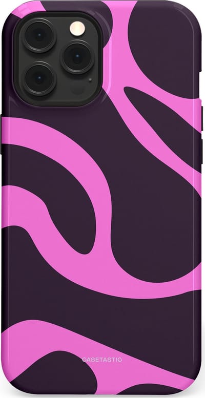 Casetastic hoesje geschikt voor Apple iPhone 12 Pro Max - MagSafe - Dubbellaagse bescherming - Roze Paarse Lavendel Abstractie - Fashion Case - Donkergrijs Roze