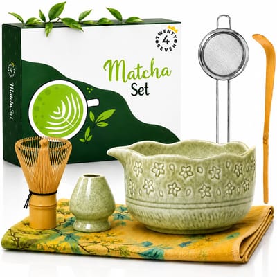 Twenty4seven® Matcha Set Compleet - 7-Delige Starterkit - Bamboe Whisk, Klopper & Kom - Accessoires voor Japanse Thee - Cadeauset