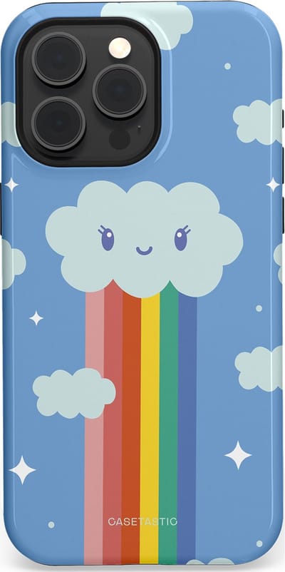 Casetastic Hoesje Geschikt voor Apple iPhone 15 Pro Max Magsafe - Stijlvolle Beschermende Duo-layer Case - Regenboogwolkje